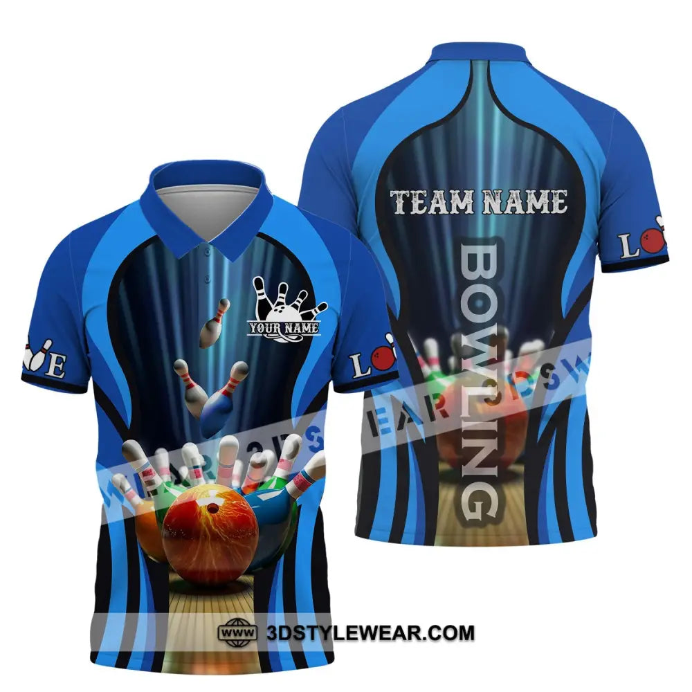 Unisex Shirt - Custom Name And Team Color Bowling Ball Polo / S T-Shirt