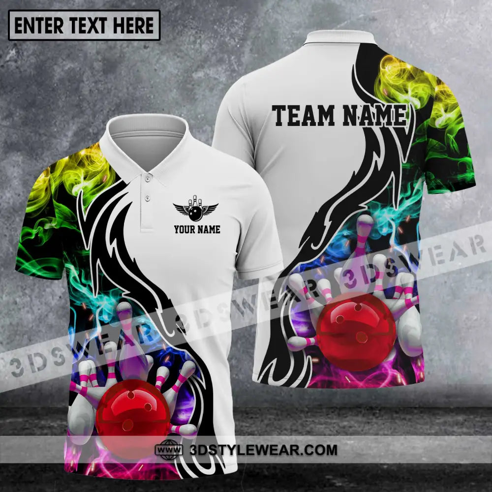 Unisex Shirt - Custom Name And Team Colorful Bowling Lover Polo / S T-Shirt