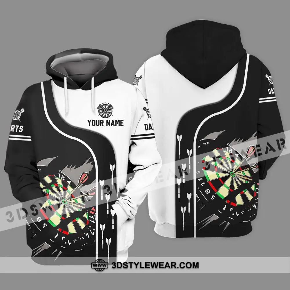 Unisex Shirt - Custom Name And Team Darts Black White Hoodie / S T-Shirt