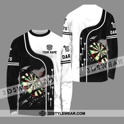 Unisex Shirt - Custom Name And Team Darts Black White Long Sleeve / S T-Shirt