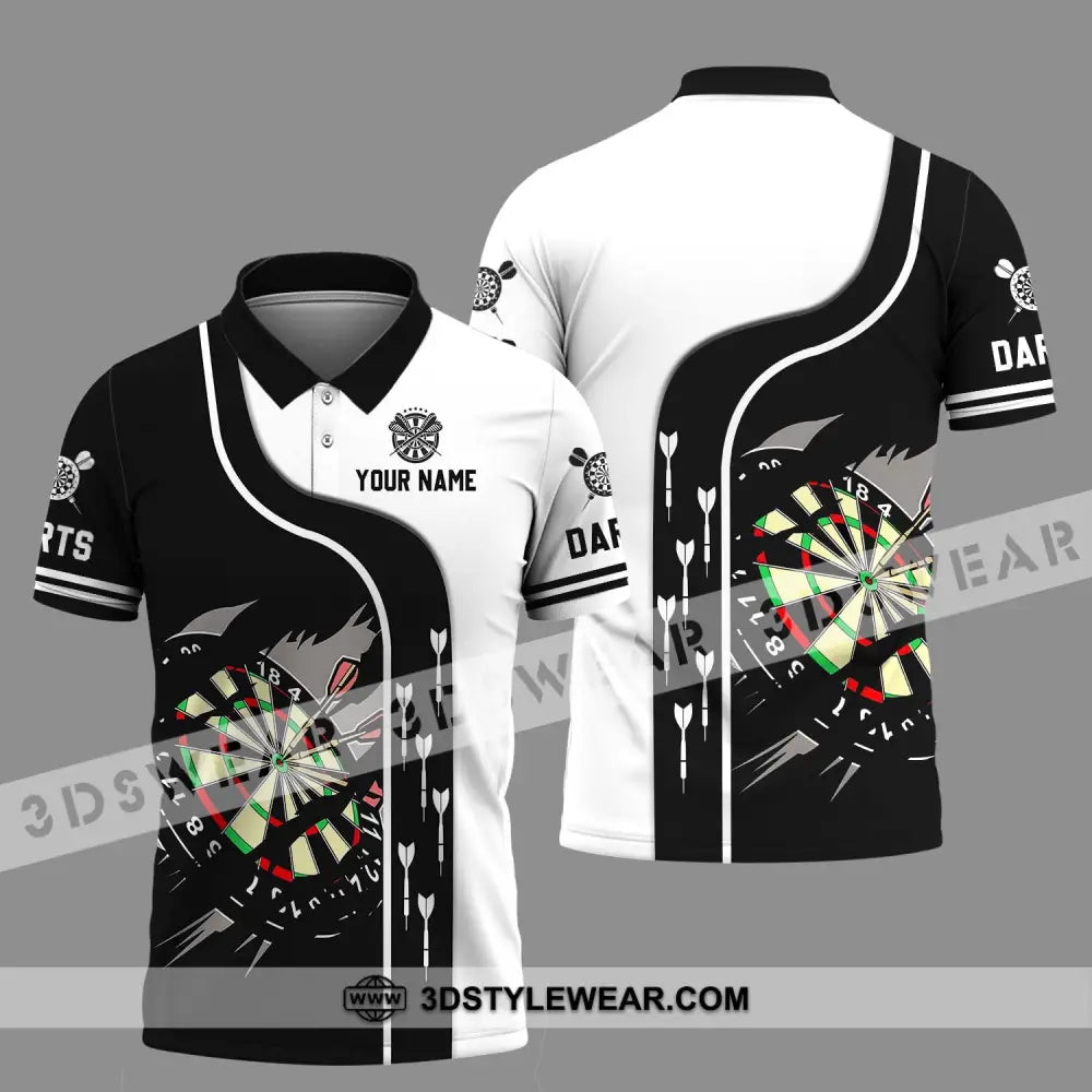 Unisex Shirt - Custom Name And Team Darts Black White Polo / S T-Shirt