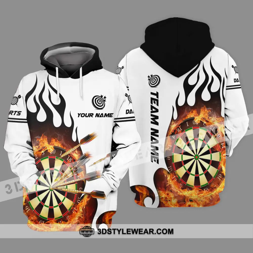 Unisex Shirt - Custom Name And Team Darts Fire Dartboard Hoodie / S T-Shirt