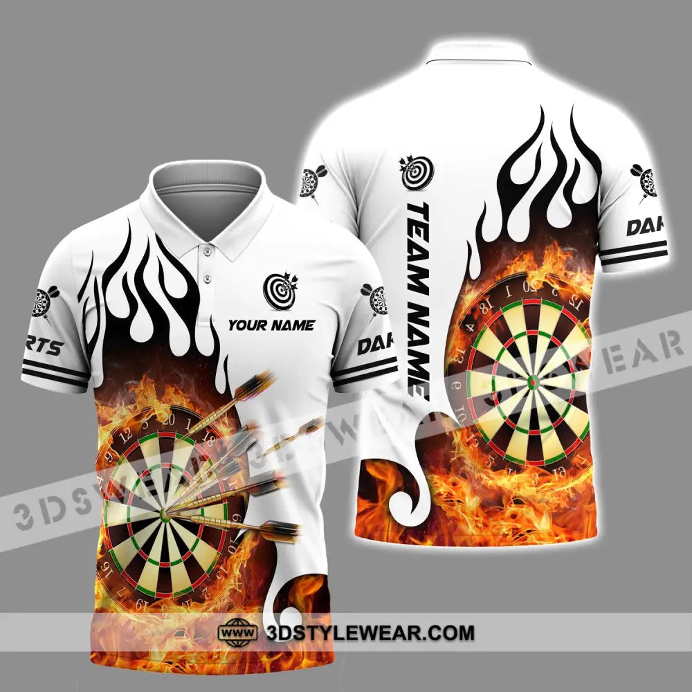 Unisex Shirt - Custom Name And Team Darts Fire Dartboard Polo / S T-Shirt