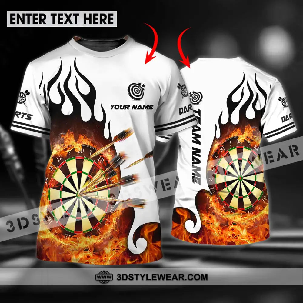 Unisex Shirt - Custom Name And Team Darts Fire Dartboard T-Shirt