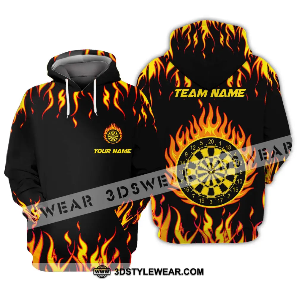 Unisex Shirt - Custom Name And Team Darts Fire Hoodie / S T-Shirt