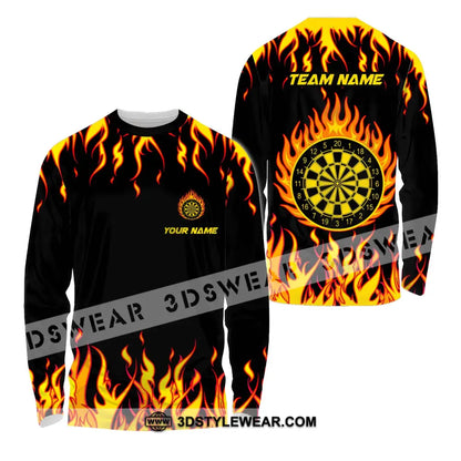 Unisex Shirt - Custom Name And Team Darts Fire Long Sleeve / S T-Shirt