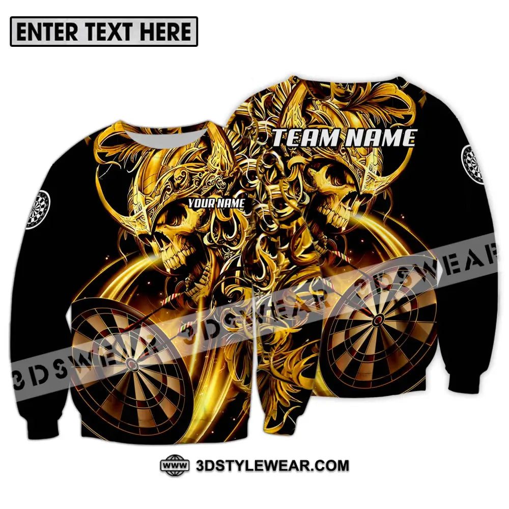 Unisex Shirt - Custom Name And Team Darts Gold Long Sleeve / S T-Shirt