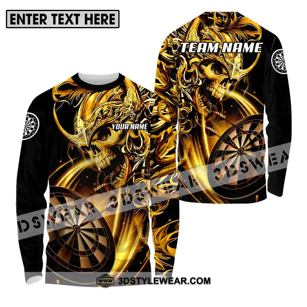 Unisex Shirt - Custom Name And Team Darts Gold Long Sleeve / S T-Shirt