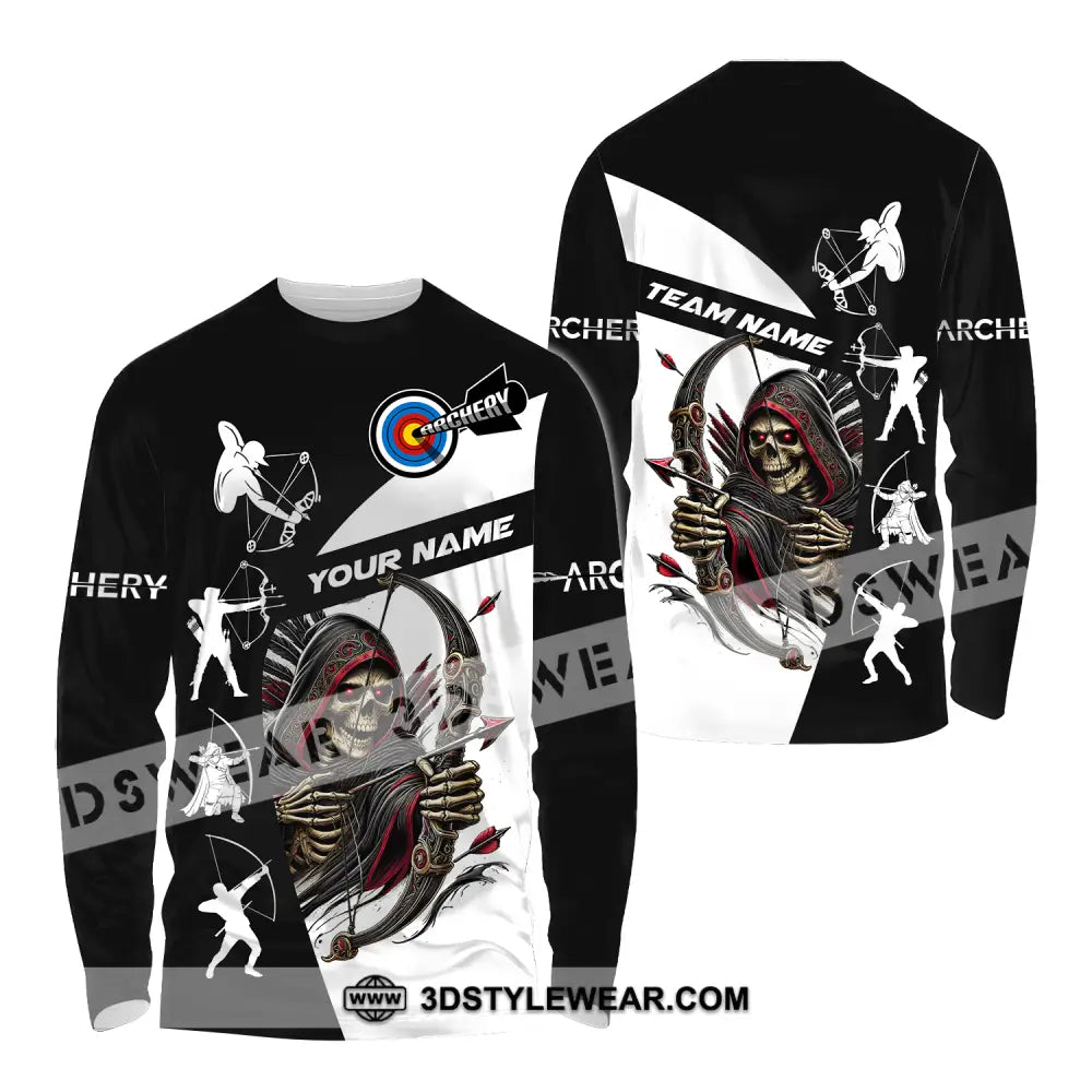 Unisex Shirt - Custom Name And Team Death Archery Long Sleeve / S T-Shirt