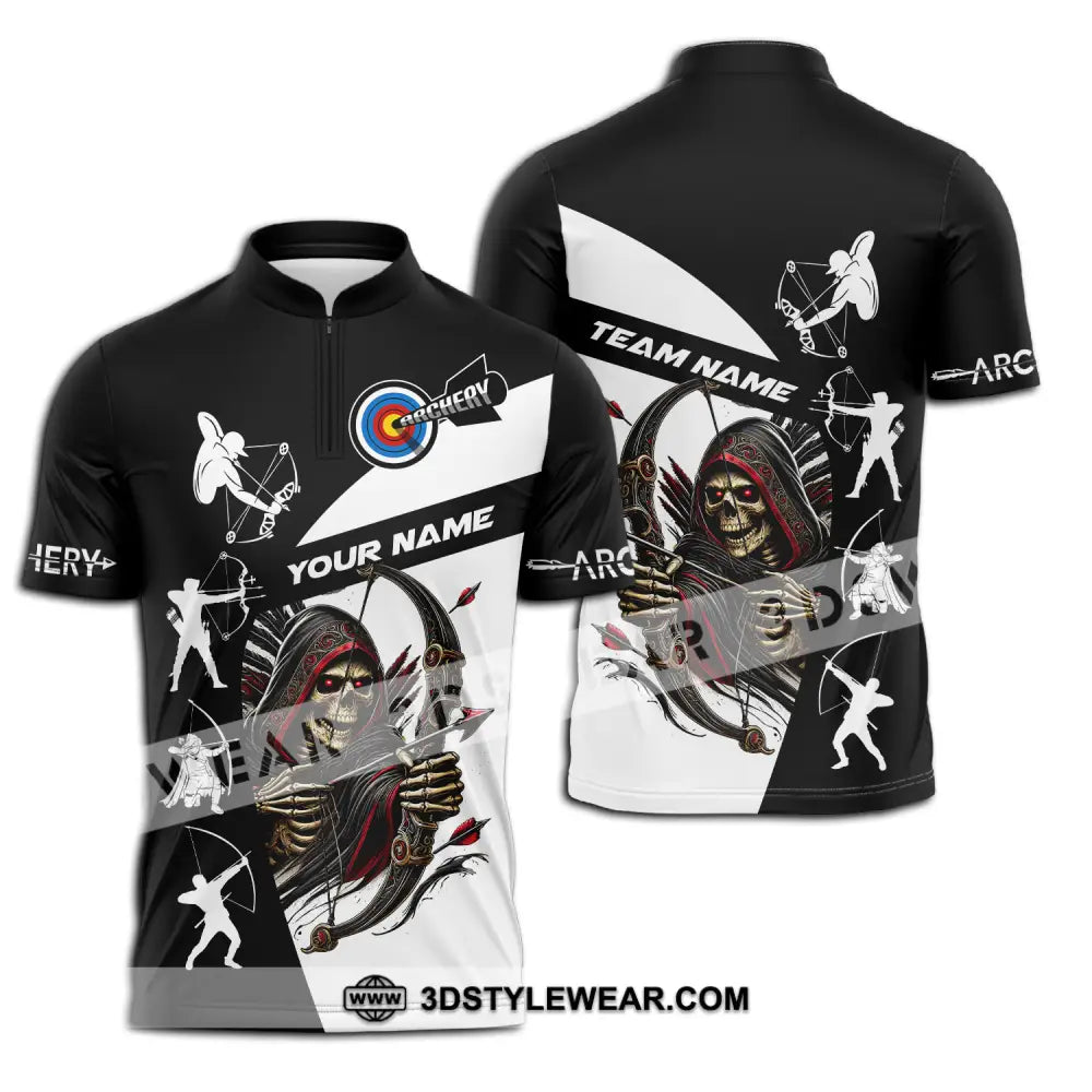 Unisex Shirt - Custom Name And Team Death Archery Zipper Polo / S T-Shirt