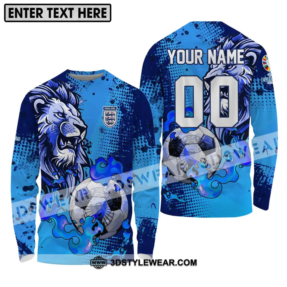 Unisex Shirt - Custom Name And Team Euro 2024 England Long Sleeve / S T-Shirt