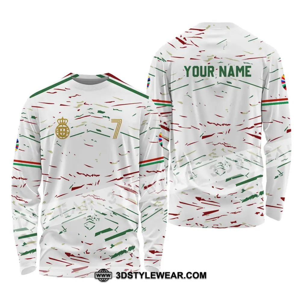 Unisex Shirt - Custom Name And Team Euro 2024 Line Color Long Sleeve / S T-Shirt