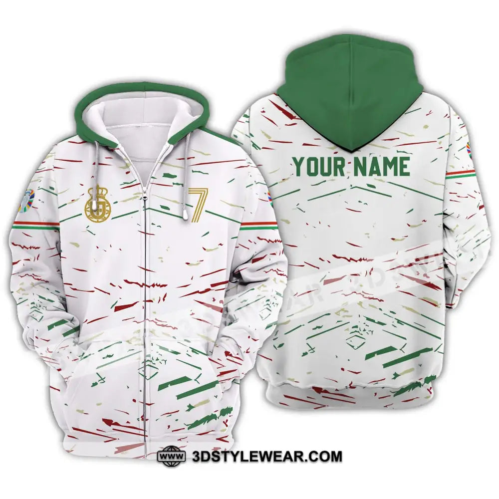 Unisex Shirt - Custom Name And Team Euro 2024 Line Color Zipper Hoodie / S T-Shirt