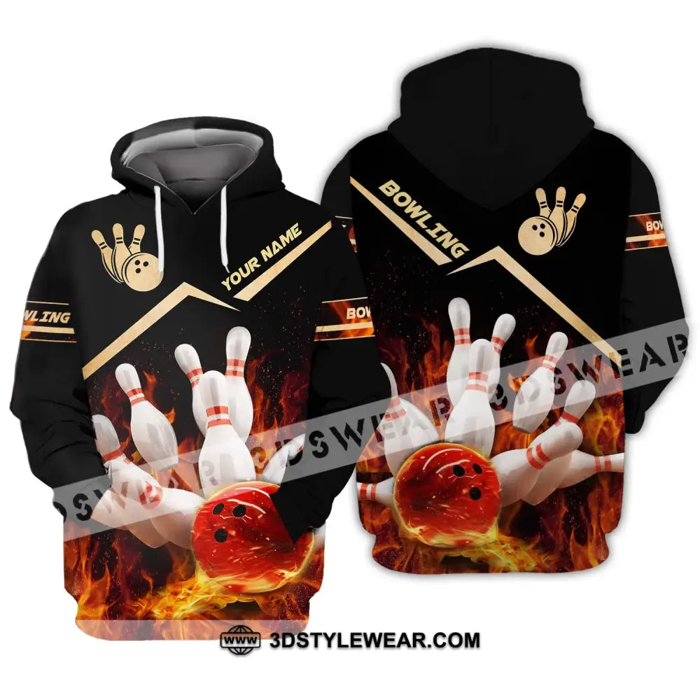 Unisex Shirt - Custom Name And Team Fiery Bowling Hoodie / S T-Shirt