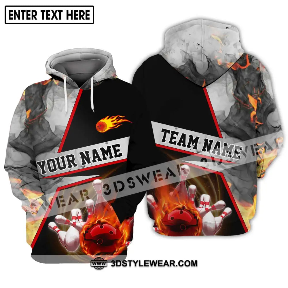 Unisex Shirt - Custom Name And Team Fire Ball Bowling Lover Hoodie / S T-Shirt