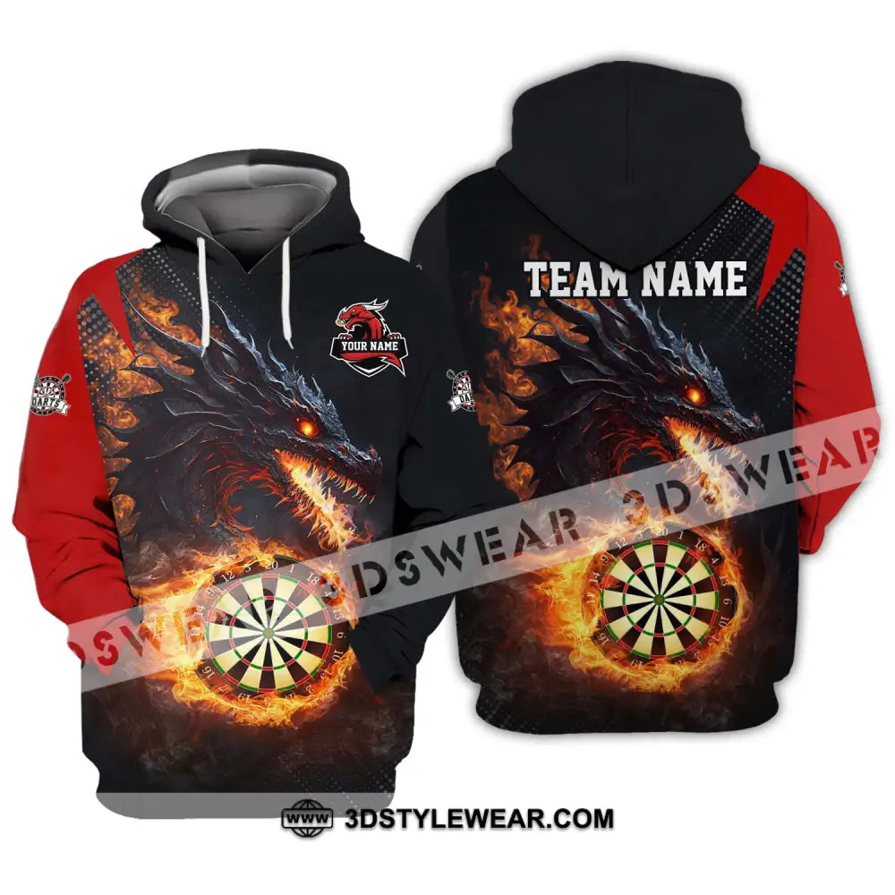 Unisex Shirt - Custom Name And Team Fire Dragon Darts Hoodie / S T-Shirt