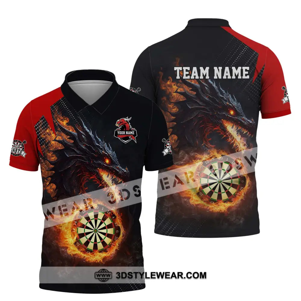 Unisex Shirt - Custom Name And Team Fire Dragon Darts Polo / S T-Shirt