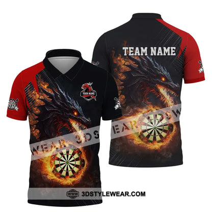 Unisex Shirt - Custom Name And Team Fire Dragon Darts Polo / S T-Shirt