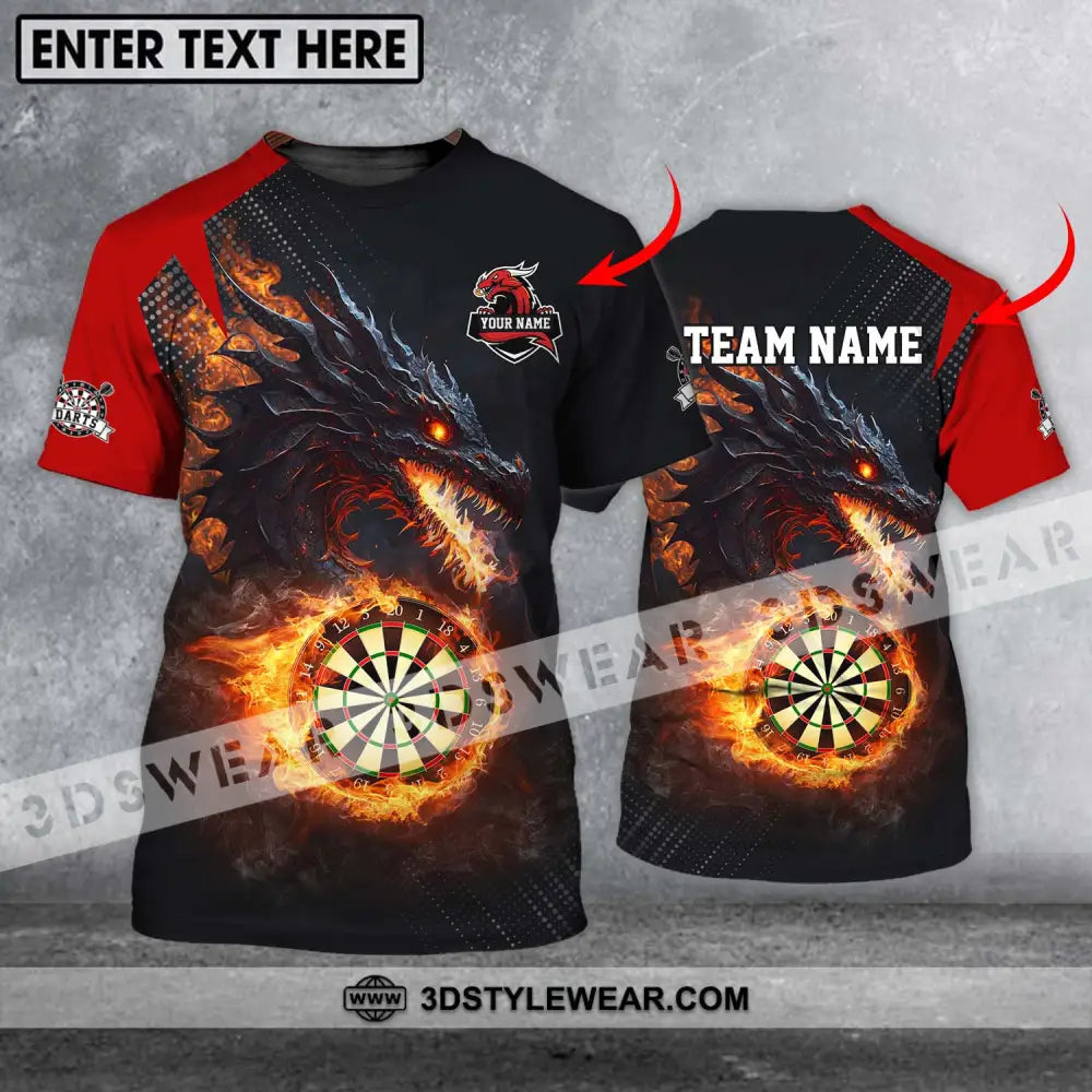 Unisex Shirt - Custom Name And Team Fire Dragon Darts T-Shirt