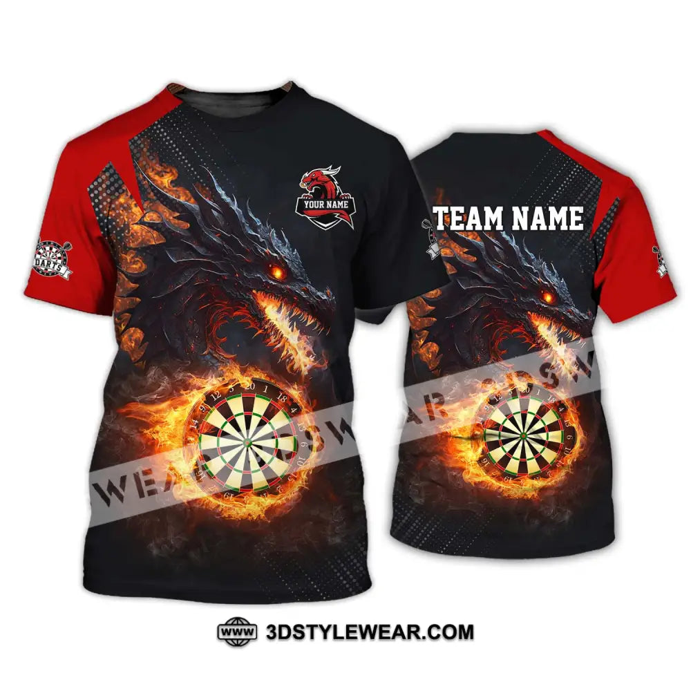 Unisex Shirt - Custom Name And Team Fire Dragon Darts T-Shirt / S T-Shirt