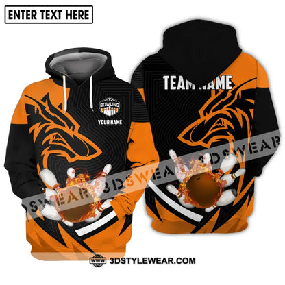 Unisex Shirt - Custom Name And Team Fire Wolf Bowling Hoodie / S T-Shirt