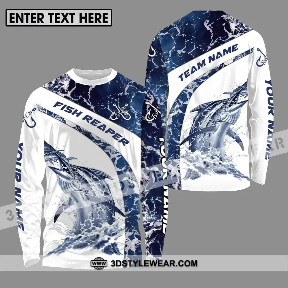 Unisex Shirt - Custom Name And Team Fish On Long Sleeve / S T-Shirt