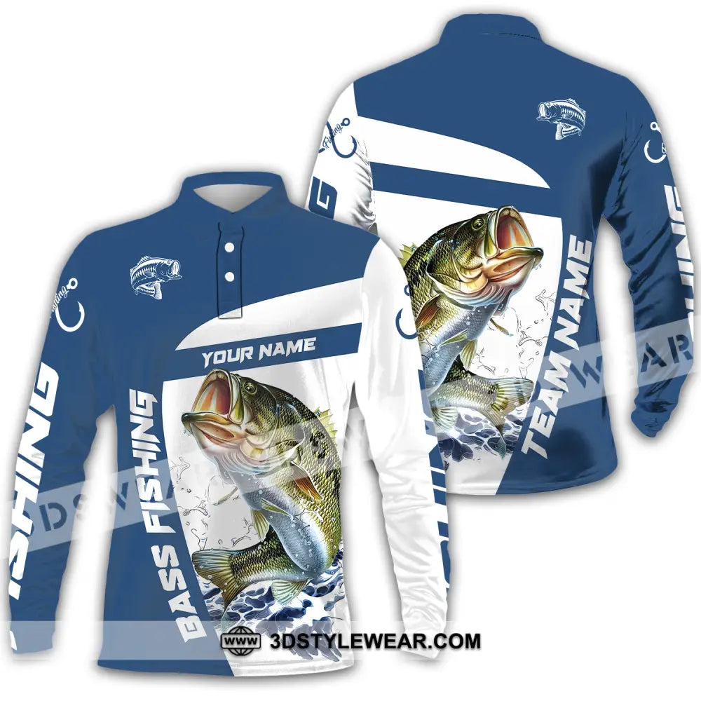 Unisex Shirt - Custom Name And Team Fishing Bass Long Sleeve Polo / S T-Shirt