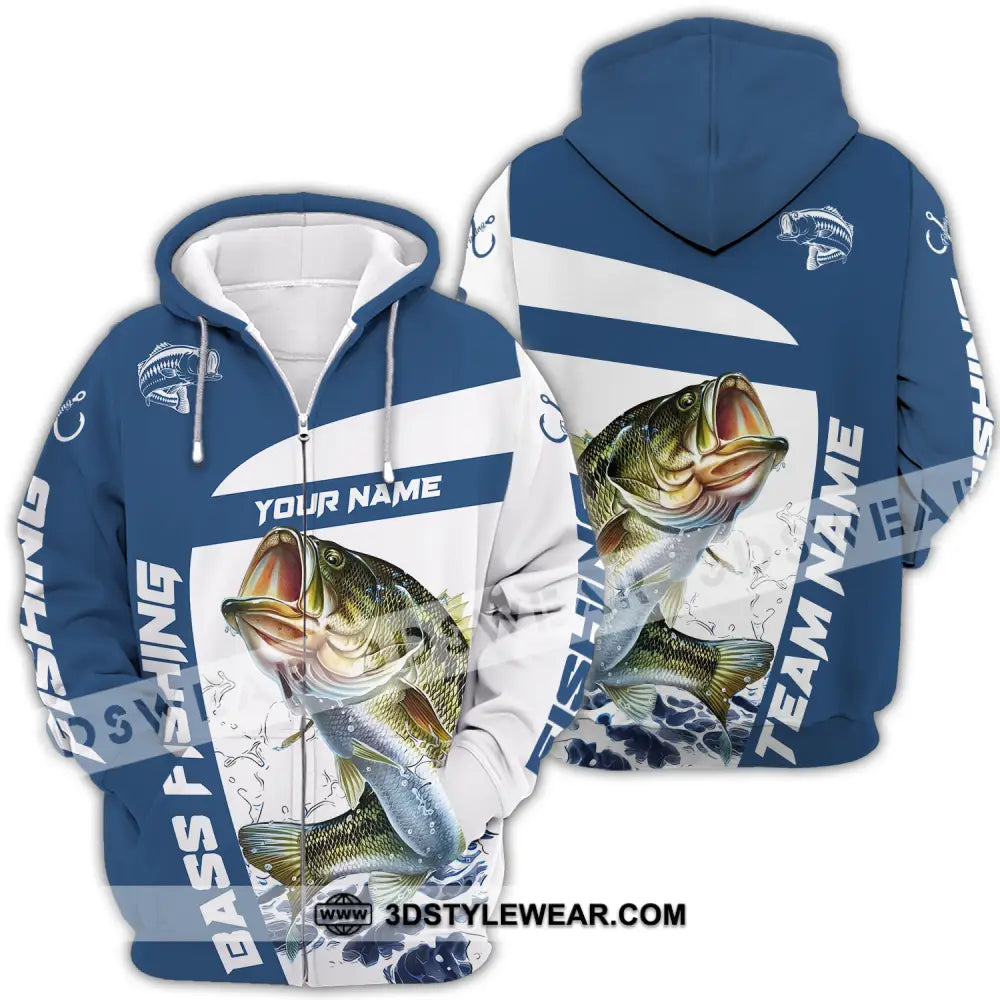 Unisex Shirt - Custom Name And Team Fishing Bass Zipper Hoodie / S T-Shirt