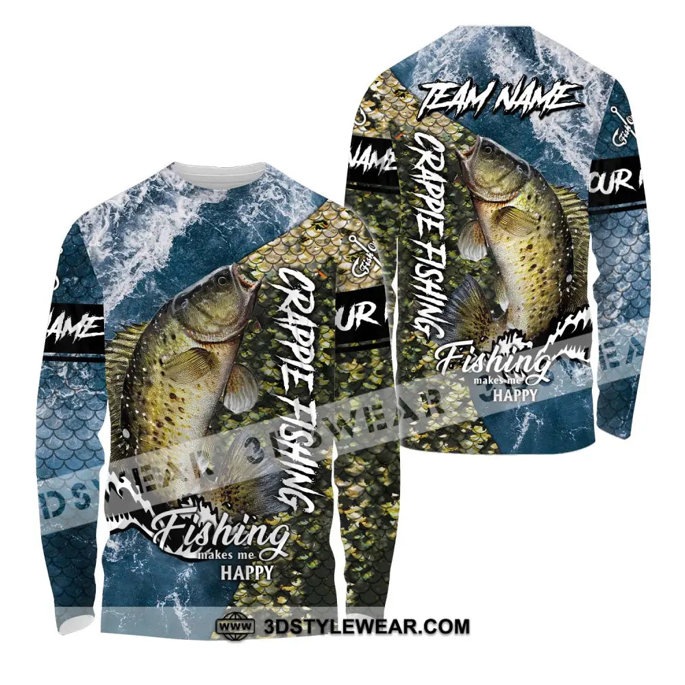 Unisex Shirt - Custom Name And Team Fishing Makes Me Happy Long Sleeve / S T-Shirt