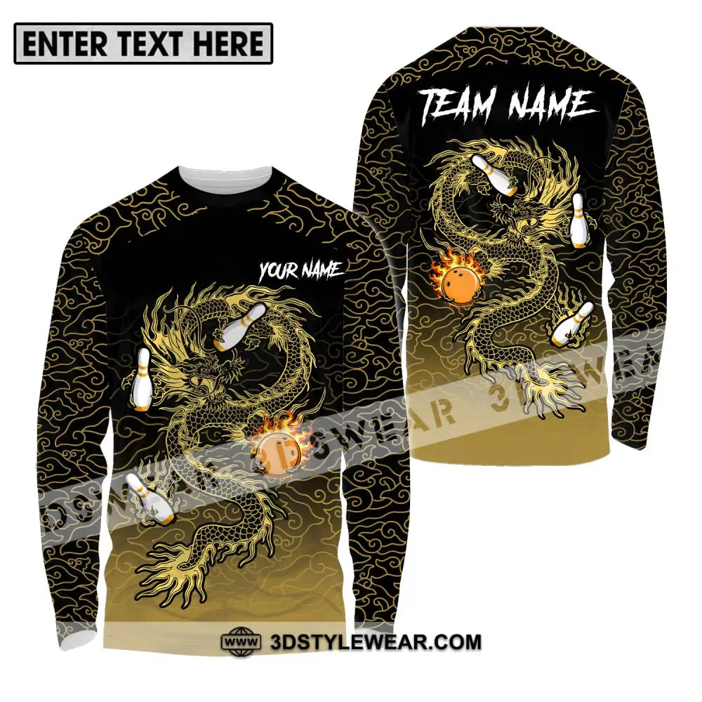 Unisex Shirt - Custom Name And Team For Bowling Lover Dragon Long Sleeve / S T-Shirt