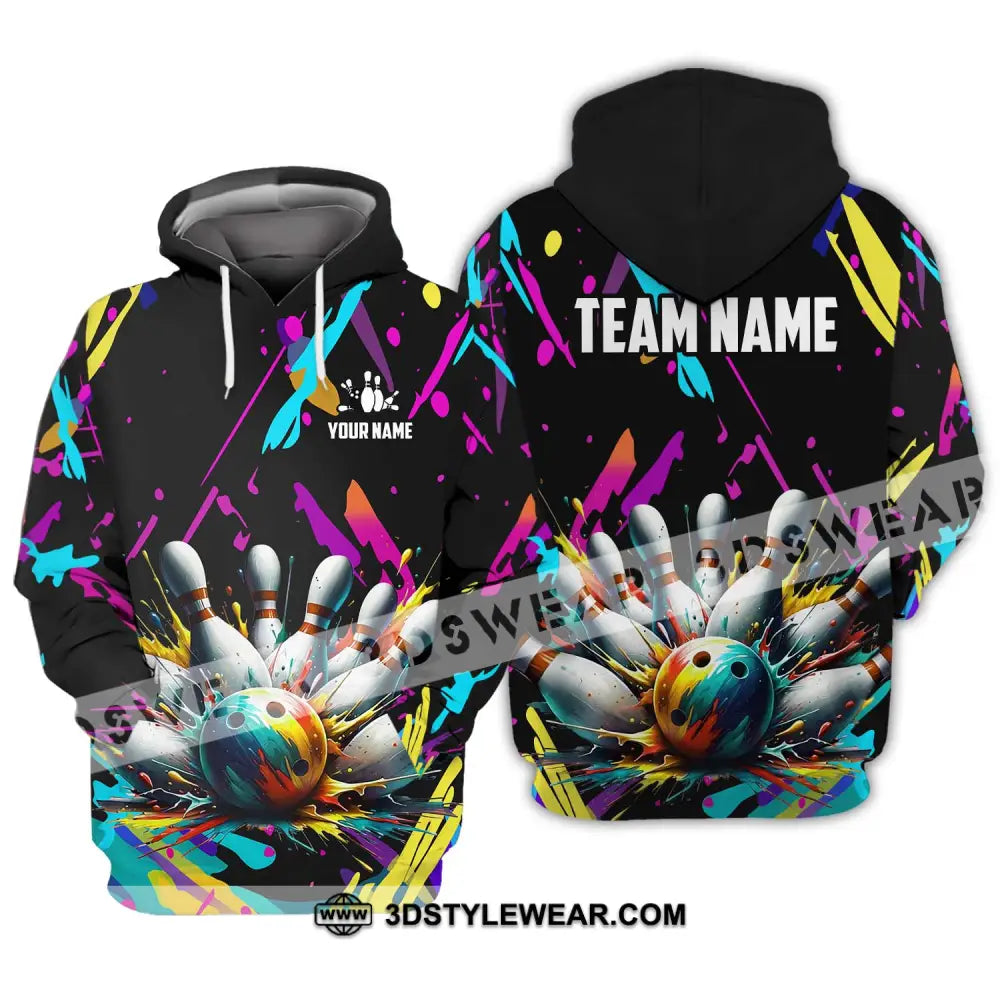 Unisex Shirt - Custom Name And Team Full Of Colorful Bowling Hoodie / S T-Shirt