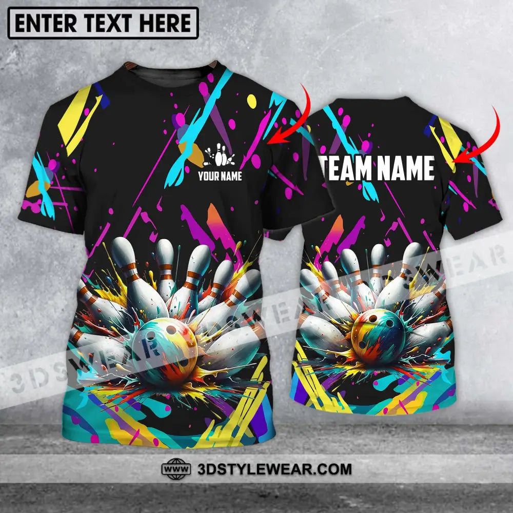 Unisex Shirt - Custom Name And Team Full Of Colorful Bowling T-Shirt