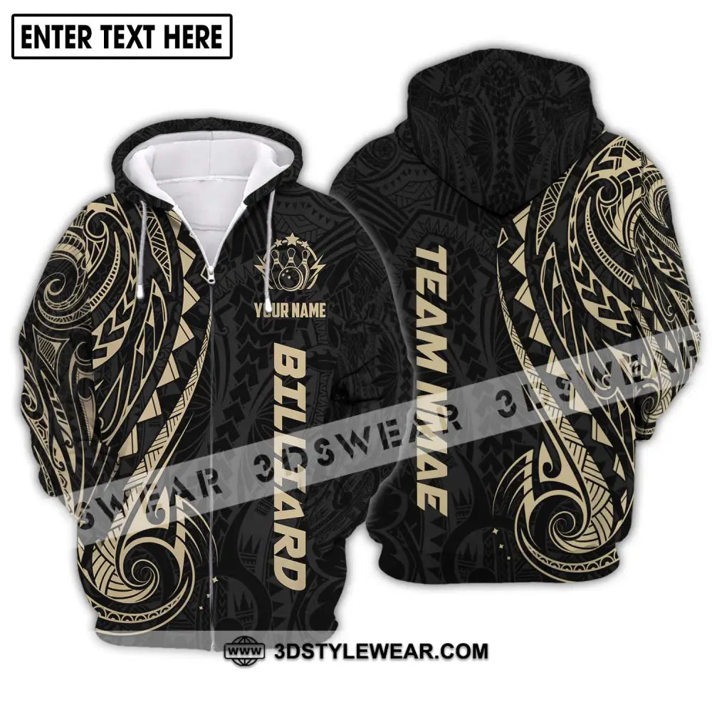 Unisex Shirt - Custom Name And Team Gold Pattern Zipper Hoodie / S T-Shirt