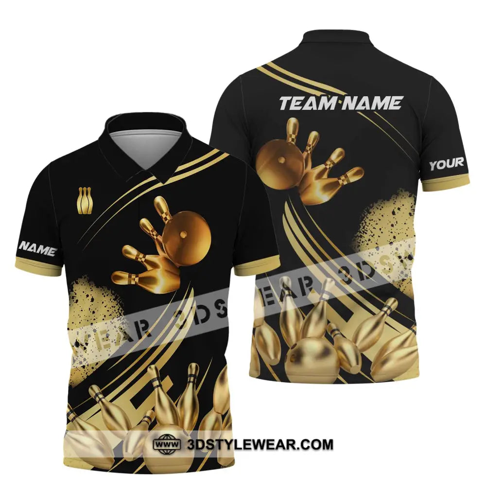 Unisex Shirt - Custom Name And Team Golden Bowling Polo / S T-Shirt