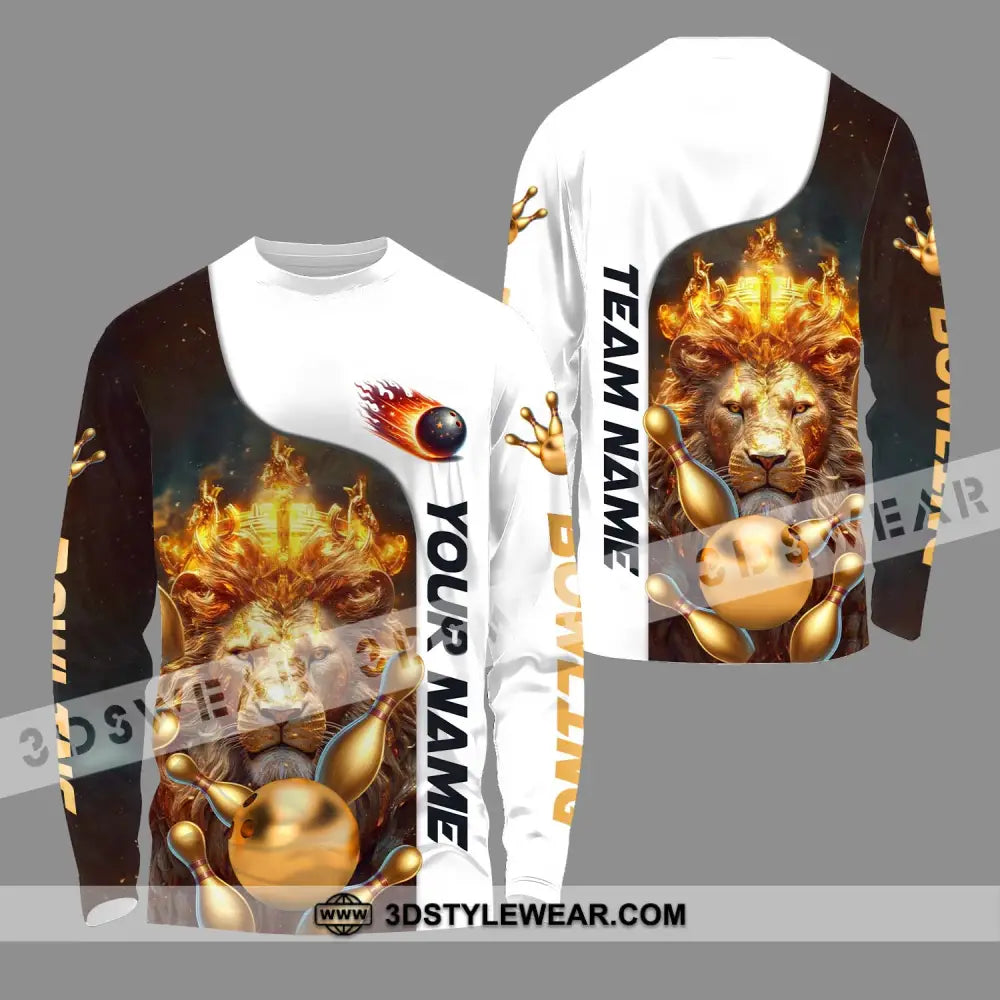 Unisex Shirt - Custom Name And Team Golden Lion Bowling Long Sleeve / S T-Shirt