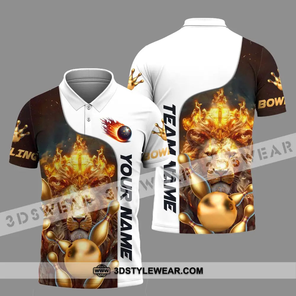 Unisex Shirt - Custom Name And Team Golden Lion Bowling Polo / S T-Shirt