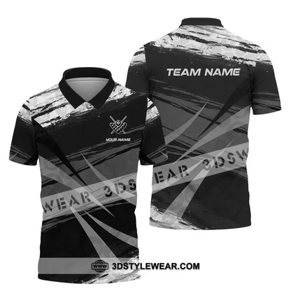 Unisex Shirt - Custom Name And Team Gray Black Scratches Billiard Polo / S T-Shirt