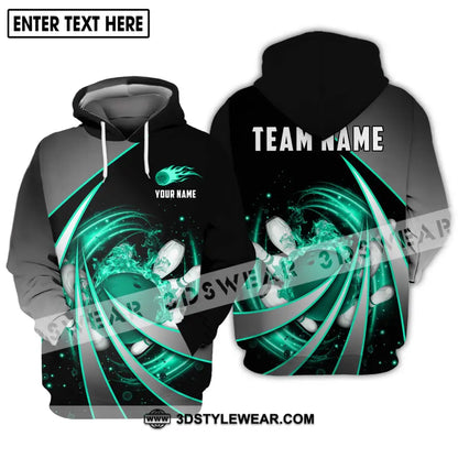 Unisex Shirt - Custom Name And Team Green Bowling Line Hoodie / S T-Shirt