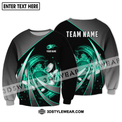 Unisex Shirt - Custom Name And Team Green Bowling Line Long Sleeve / S T-Shirt