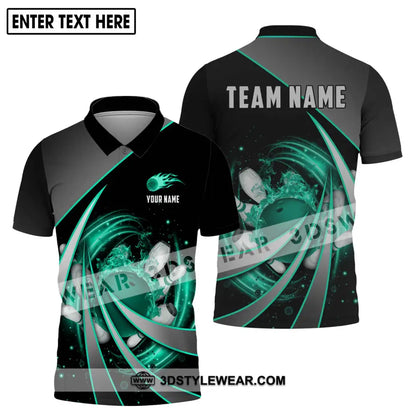 Unisex Shirt - Custom Name And Team Green Bowling Line Polo / S T-Shirt