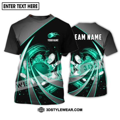 Unisex Shirt - Custom Name And Team Green Bowling Line T-Shirt / S T-Shirt