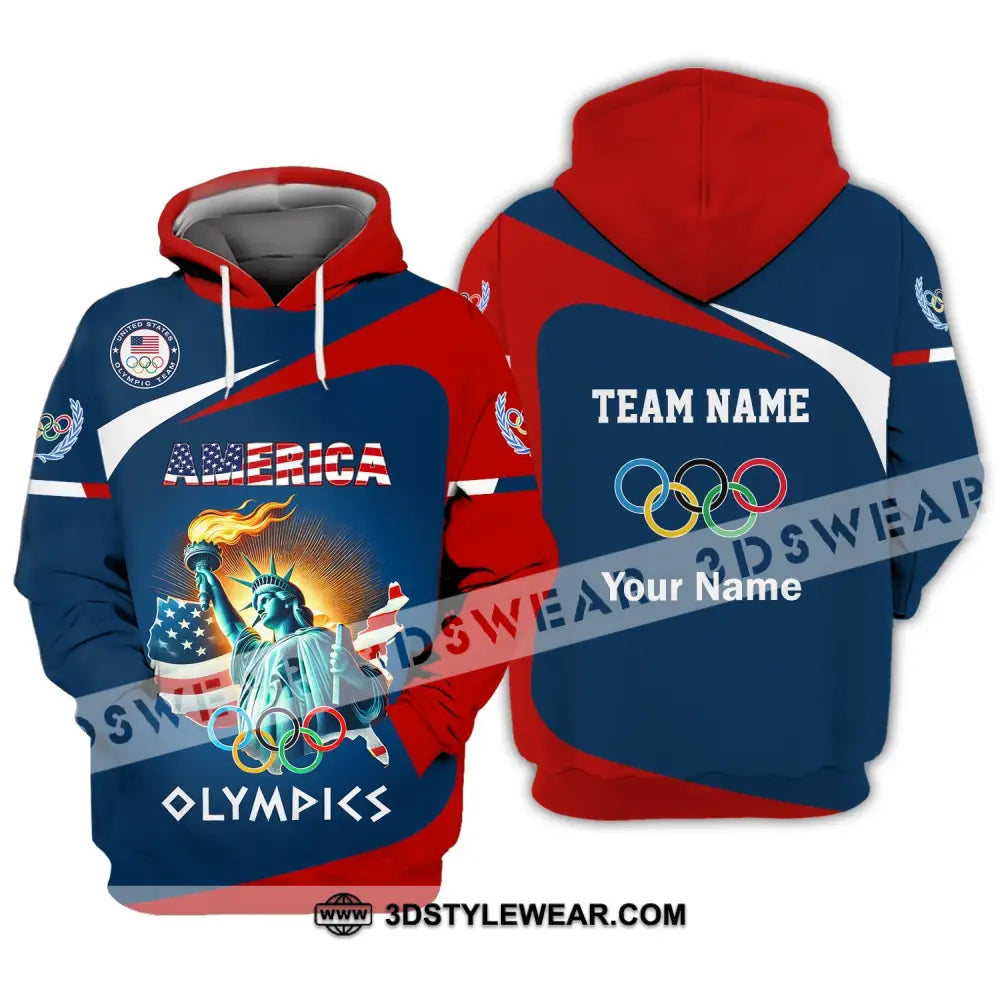 Unisex Shirt Custom Name And Team Olympic 2024 American Long Sleeve Polo Hoodie / S T-Shirt