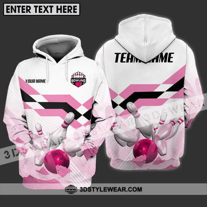 Unisex Shirt - Custom Name And Team Pink Bowling Ball Pins Hoodie / S T-Shirt