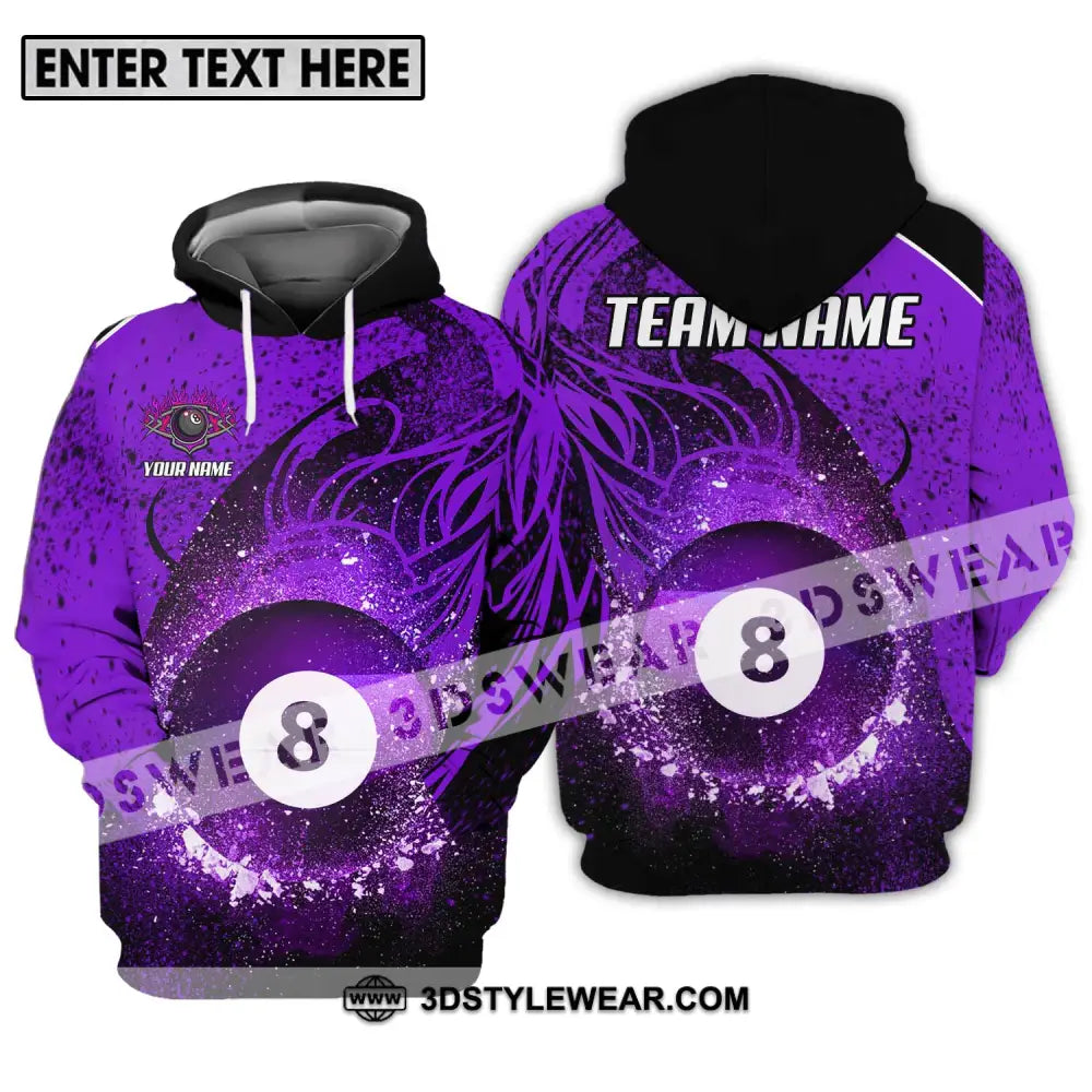 Unisex Shirt - Custom Name And Team Purple Billiard 8 Hoodie / S T-Shirt