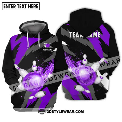 Unisex Shirt - Custom Name And Team Purple Bowling Ball Hoodie / S T-Shirt