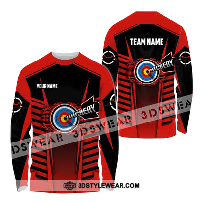 Unisex Shirt - Custom Name And Team Red Archery Long Sleeve / S T-Shirt