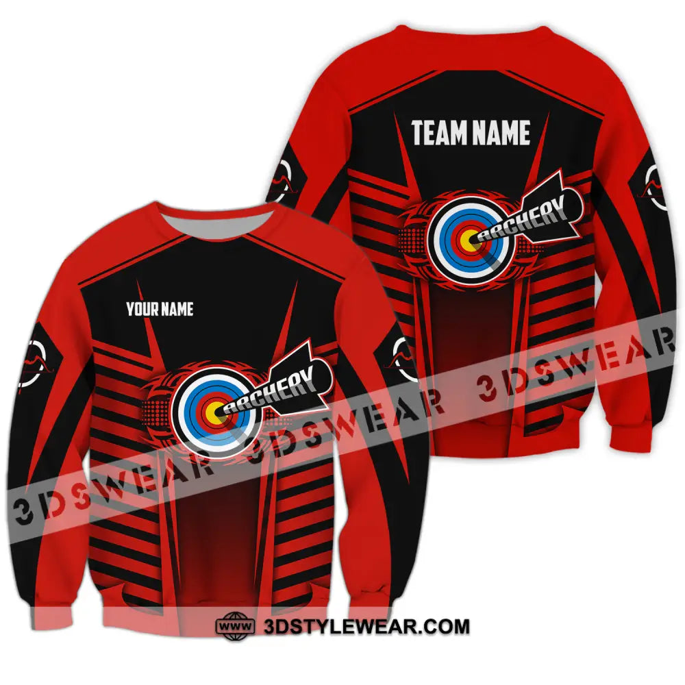 Unisex Shirt - Custom Name And Team Red Archery Long Sleeve / S T-Shirt