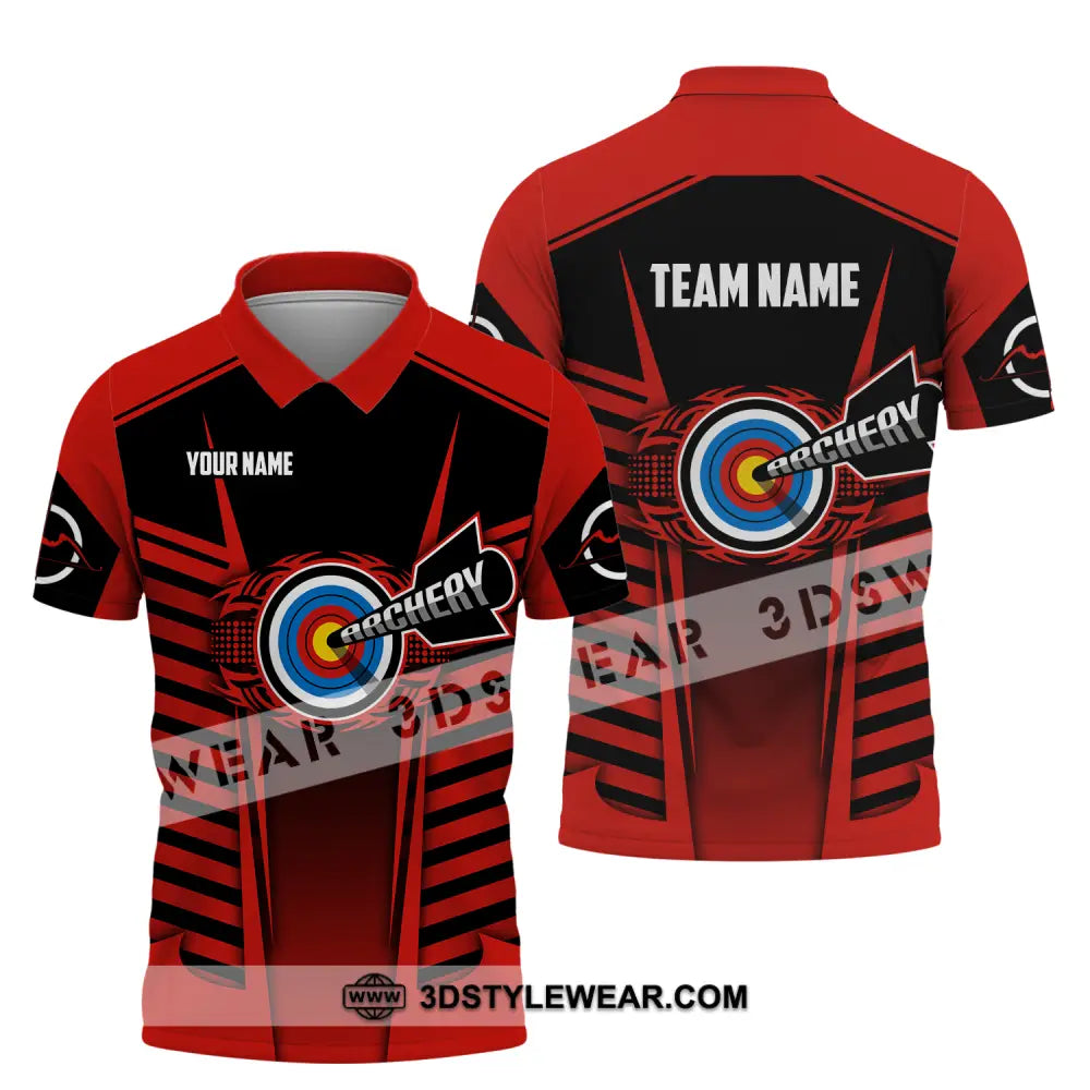 Unisex Shirt - Custom Name And Team Red Archery Polo / S T-Shirt