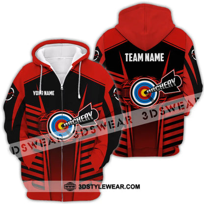 Unisex Shirt - Custom Name And Team Red Archery Zipper Hoodie / S T-Shirt