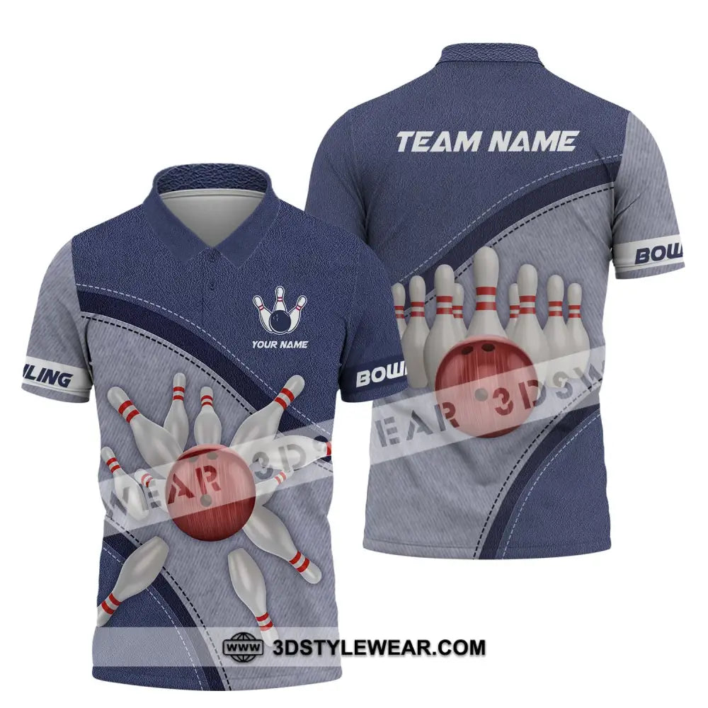 Unisex Shirt - Custom Name And Team Red Bowling Ball Polo / S T-Shirt